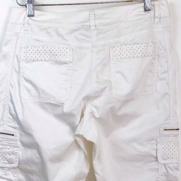 Cache white cooped pants with gold hardware embellishments size 10 - Picture 7 of 8